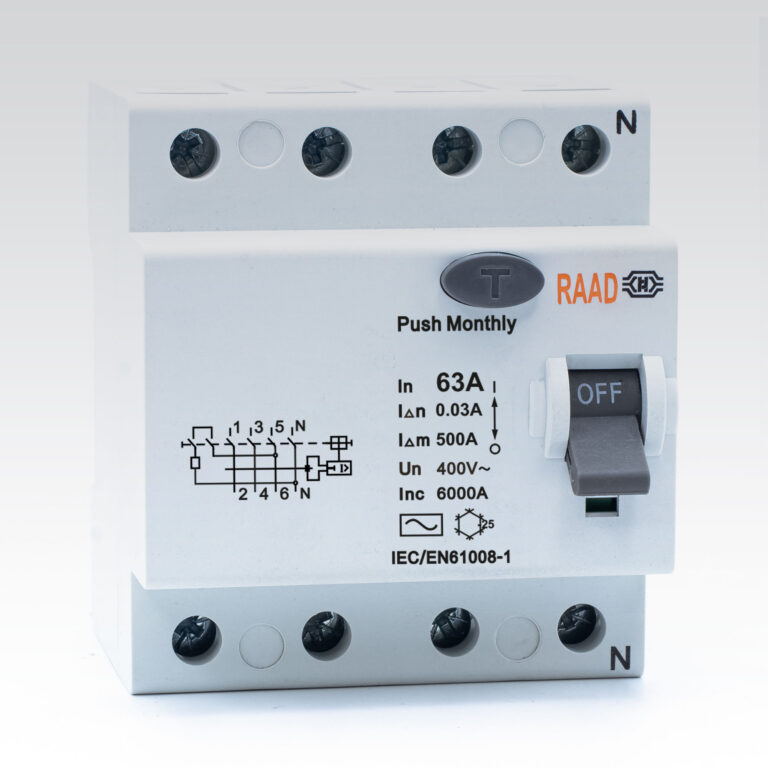 کلید محافظ جان 4 پل 63 آمپر | 6 کیلوآمپر | تیپ AC